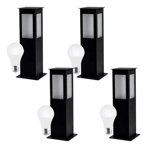 Pack X Farol Marca Sendero Jardin Hierro Cm Led W