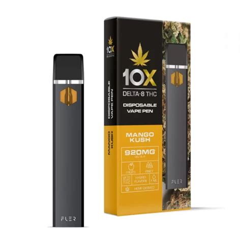 Mango Kush Vape Delta 8 THC Disposable 10X 920mg Beardedbudzpacks