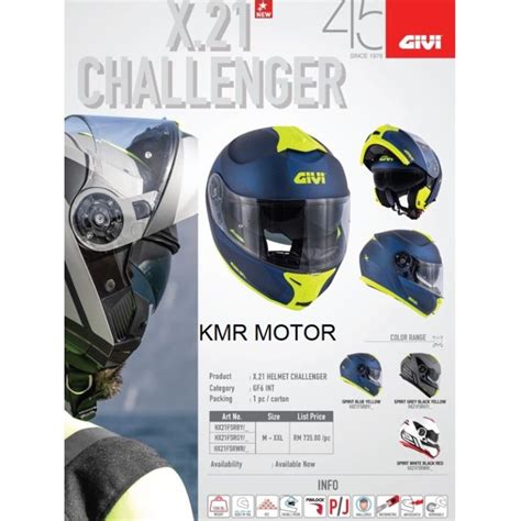 GIVI X21 X 21 CHALLENGER SPIRIT MODULAR FLIP UP HELMET BLUE GREY