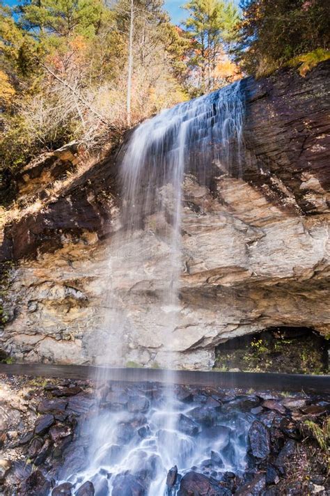 Waterfall in Autumn, Western North Carolina, Near Highlands. Stock ...