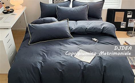 DJDEA Copripiumino Matrimoniale 240x220cm Grigio Set Copripiumino