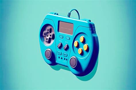 Controlador de gamepad portátil sobre fondo azul sólido Foto Premium