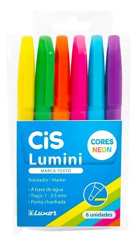 Kit Caneta Marca Texto Cis Lumini Estojo 6 Cores Neon MercadoLivre