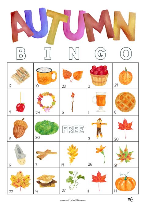 50 Autumn Bingo Cards (5x5) – CraftedwithBliss