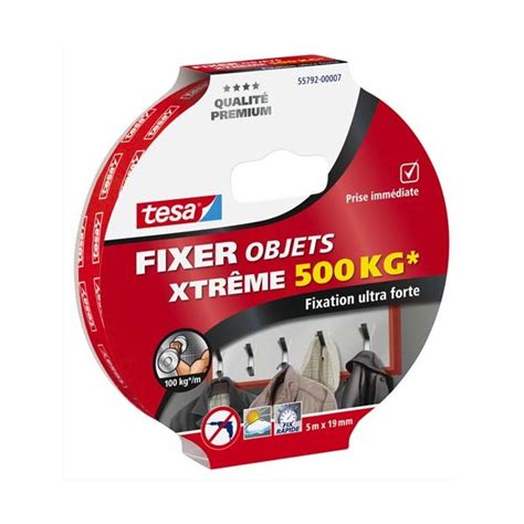 TESA Adhésif double face ultra fort 5 m x 19 mm pour fixer jusqu à 500 kg