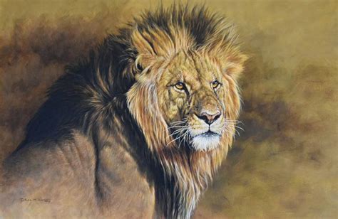 A Portrait of a Royal - Male Lion Painting Painting by Alan M Hunt ...