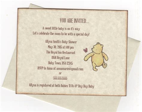 Blank Winnie The Pooh Baby Shower Invitations