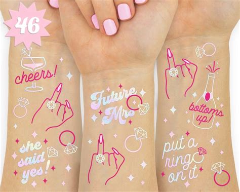 Xo Fetti Bachelorette Party Bride Temporary Tattoos 46 Foil Styles