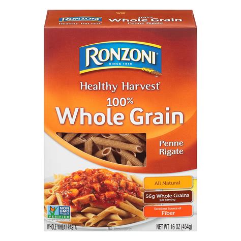 Ronzoni Healthy Harvest Whole Grain Penne Rigate 16 Oz Whole Wheat