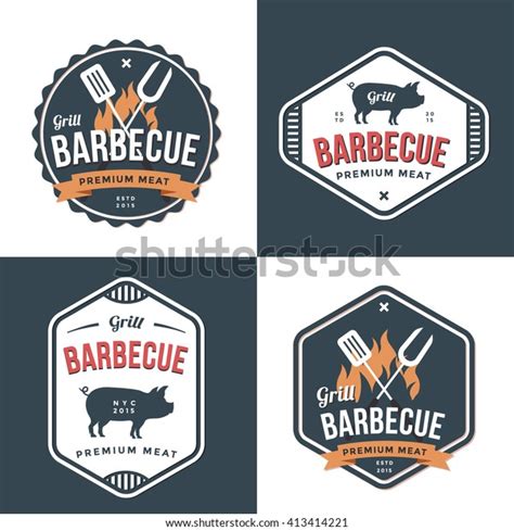 set badges labels logos restaurant foods stock vector royalty