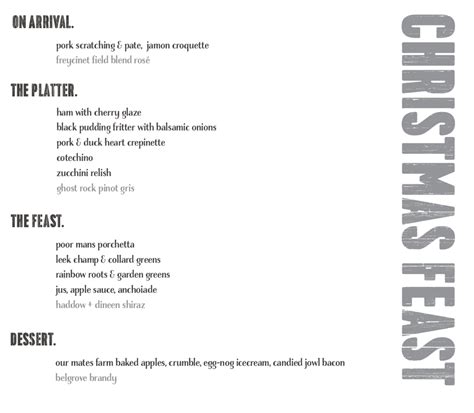 sample feast menu fork  farm fork  farm