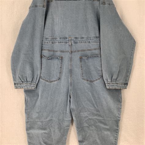 Prettylittlething Women's Blue Long Sleeve Zip up Denim One Piece