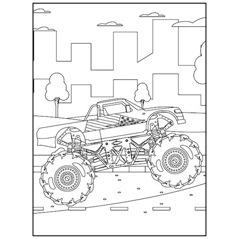 P Ginas Para Colorir De Monster Truck Imprim Veis Para Crian As Vetor