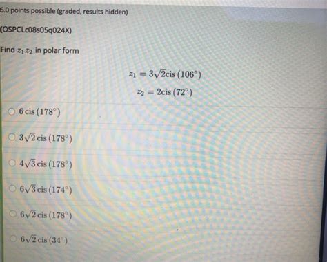 Solved Points Possible Graded Results Hidden Chegg