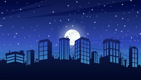 Cityscape at the night with moon and star. 5256695 Vector Art at Vecteezy