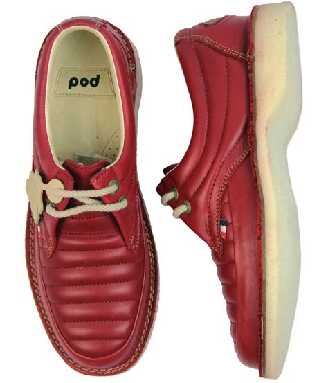 Pod Heritage Jagger Retro 1970s Quilted Casuals Shoes Burgundy