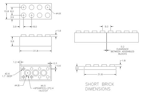 Lego Brick Dimensions Inches