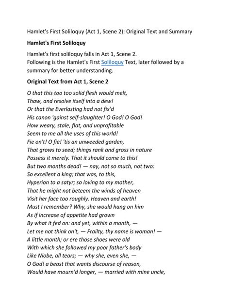 hamlets  soliloquy analysis  poetry