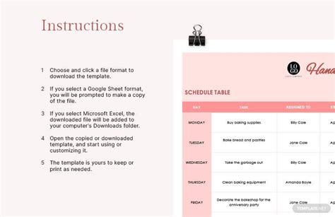schedule table template  excel google sheets  templatenet