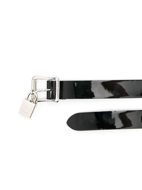 Saint Laurent Patent Leather Padlock Belt Black FARFETCH