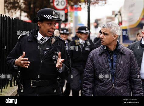 Mayor Of London Sadiq Khan And Metropolitan Police Commander Dr Alison Heydari During A Visit To