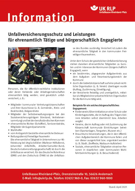 Informationsbl Tter Feuerwehportal Der Unfallkasse Rheinland Pfalz