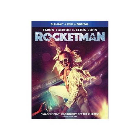 The Movie Poster For Rocketman Is Shown In Front Of An Image Of A Man