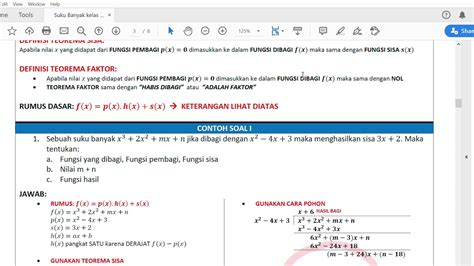 Suku Banyak Polinomial Teorema Sisa Teorema Faktor Youtube