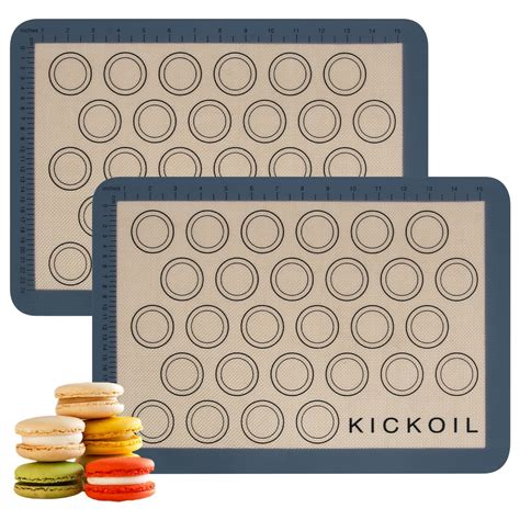 Macaron Silicone Baking Mat Set Half Sheet Grey Non Stick Reusable