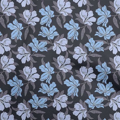 OneOone Cotton Cambric Navy Blue Fabric Florals Dress Material Fabric