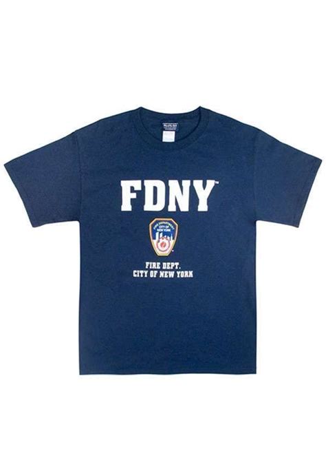 Mens Officially Licensed Fdny T Shirt Fire Dept Logo Navy Blue T