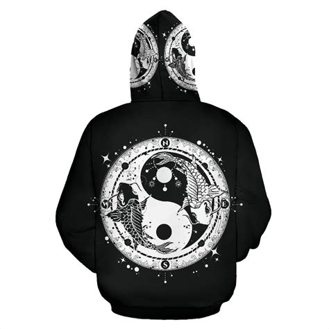 Yin Yang Koi Fish Zip Up Hoodie Jorjune