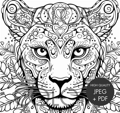 Leopard Mandala Art Coloring Pages For Adults And Teens Etsy