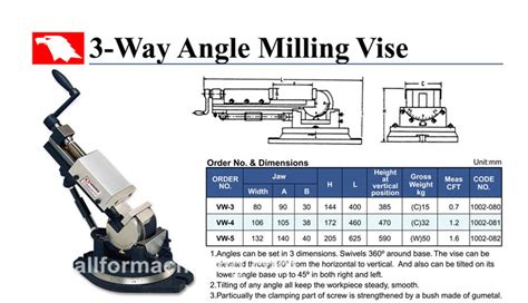 Vertex 3 Way Angle Milling Vise Vw 345