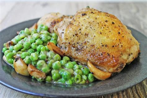 5 Ingredient Crispy Chicken Garlic And Peas In Wine Sauce Dinner Then Dessert