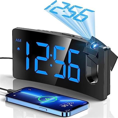 Goloza Projection Alarm Clock Digital Clock With Modern Curved Design