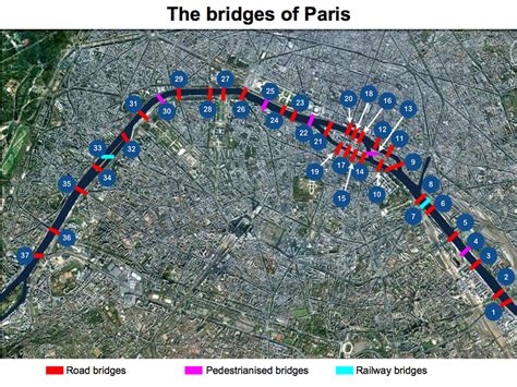 Seine in Paris Bridges Map - French Moments