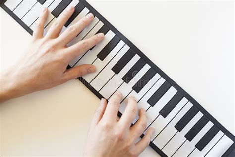 Hands Playing Piano in Detail Shot Stock Image - Image of black, button ...