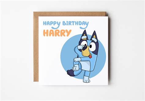 Bluey Inspired Birthday Card Customisable Birthday Card Etsy Uk