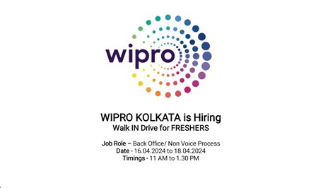 WIPRO Kolkata Is Hiring Non Voice Process Back Office Job Graduate