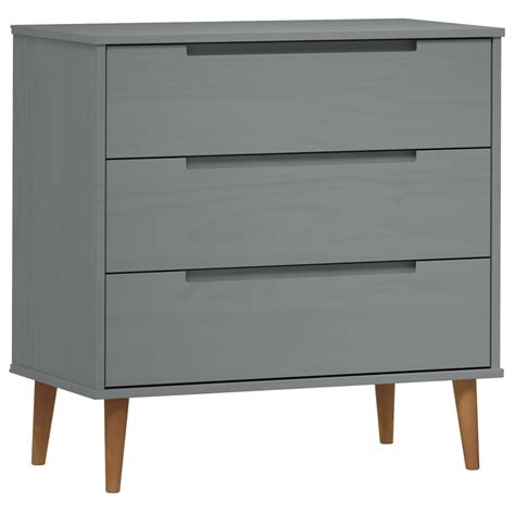 FAN Commode Gris 80x40x80 Cm Bois De Pin Massif YOSOO DX4633