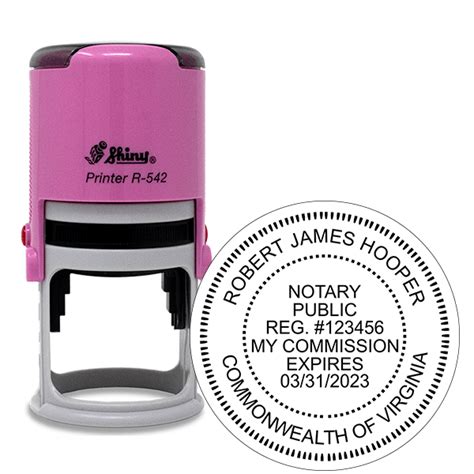 Round Pink Virginia Notary Stamp Simply Stamps