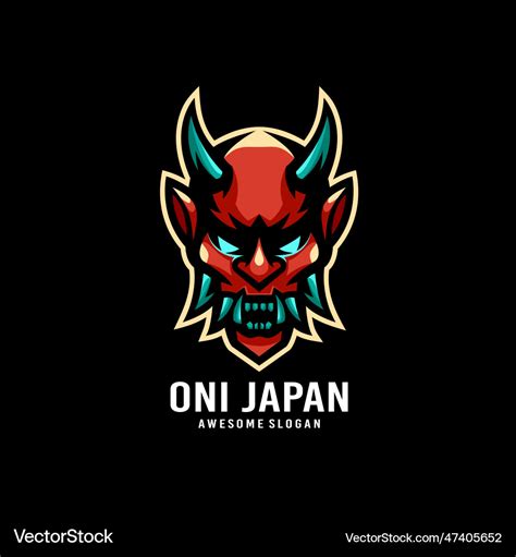 Oni mask japan mascot logo design Royalty Free Vector Image