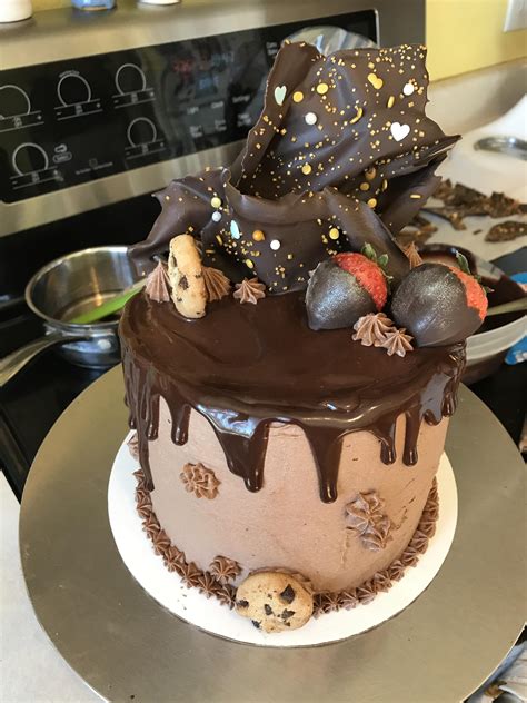 Chocolate Covered Strawberry Cake I Made Today Chocolate Cake And Buttercream With Sliced