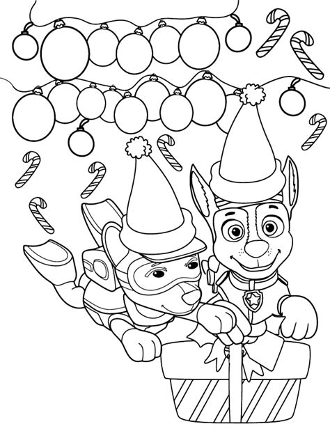 Fabulous Paw Patrol Christmas Coloring Page