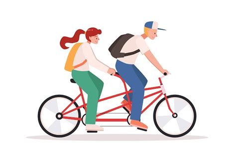 Premium Vector Two People Riding A Tandem Bike Vector