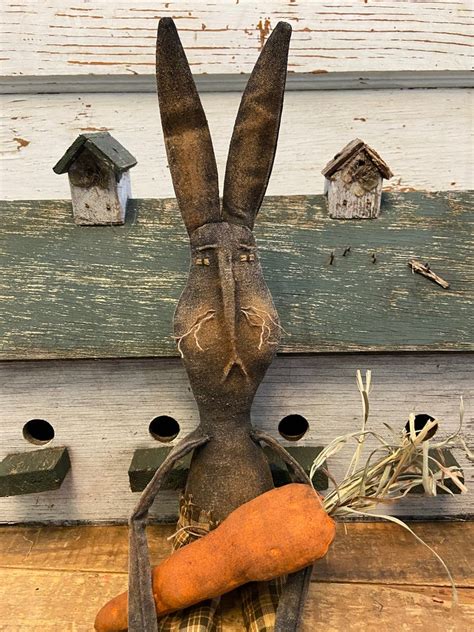 Primitive Folk Artgrungy Bunch Of Carrotsspring Easter Decor Etsy