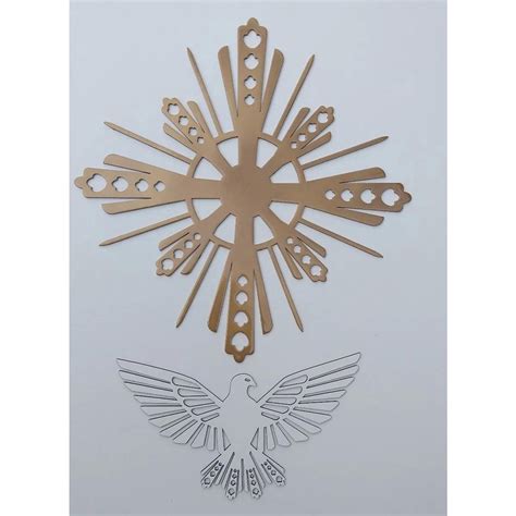 Divino Espirito Santo Vazado Mdf Aplique Dourado Quadro 40Cm Submarino