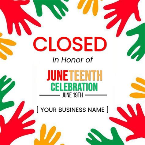 Juneteenth Closure Flyer – We Will Be Closed for the Holiday Template
