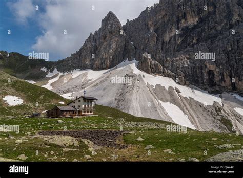 The Italian Alpine Club Owned Tribulaun Hut Mountain Refuge In The